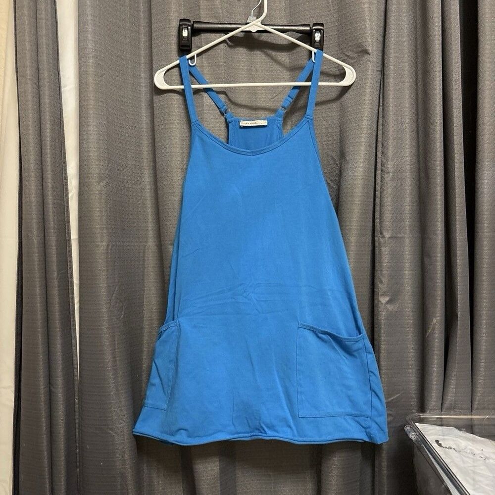 Zenana Blue Sleeveless Romper with Pockets Strappy Size M Casual Summer